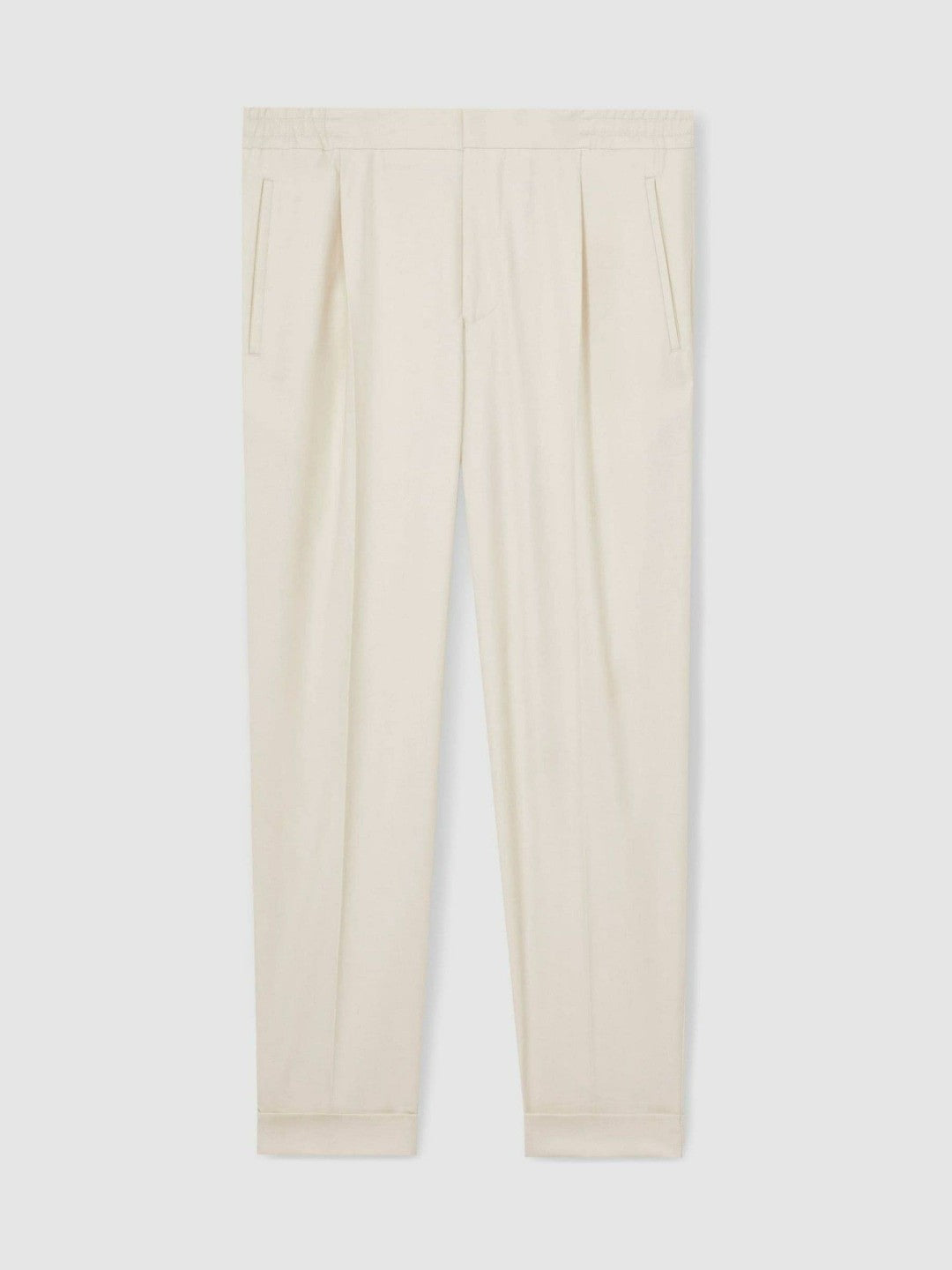 Reiss | Relaxed-Fit Pleated Tapered Trousers in Ecru