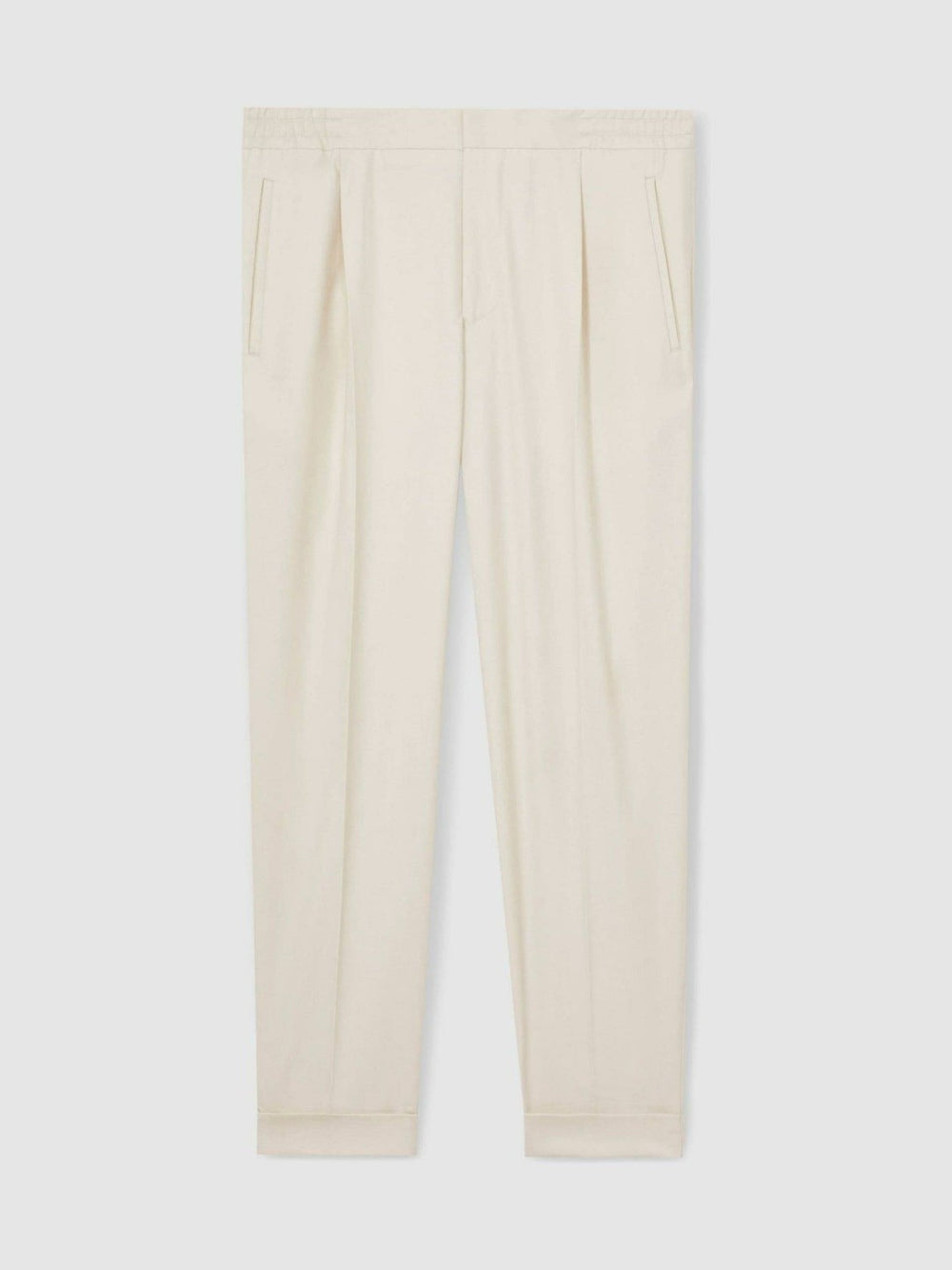 Reiss | Relaxed-Fit Pleated Tapered Trousers in Ecru