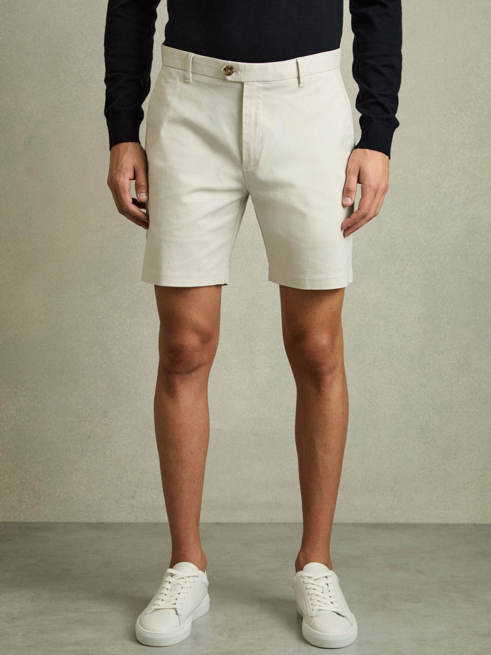 Reiss | Short Length Casual Chino Shorts in Chalk