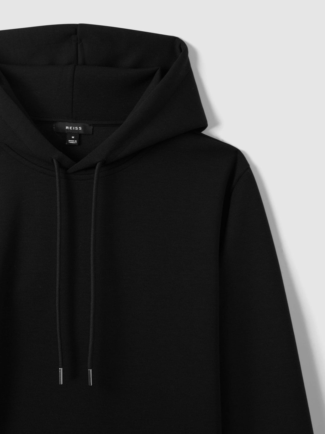 Reiss | Interlock Jersey Drawstring Hoodie in Black