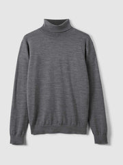 Reiss | Slim Fit Merino Wool Roll Neck Jumper in Derby Grey Marl