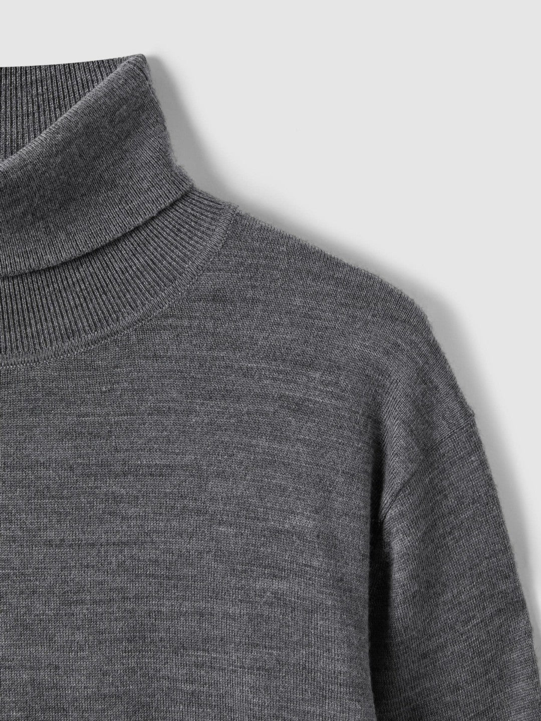 Reiss | Slim Fit Merino Wool Roll Neck Jumper in Derby Grey Marl