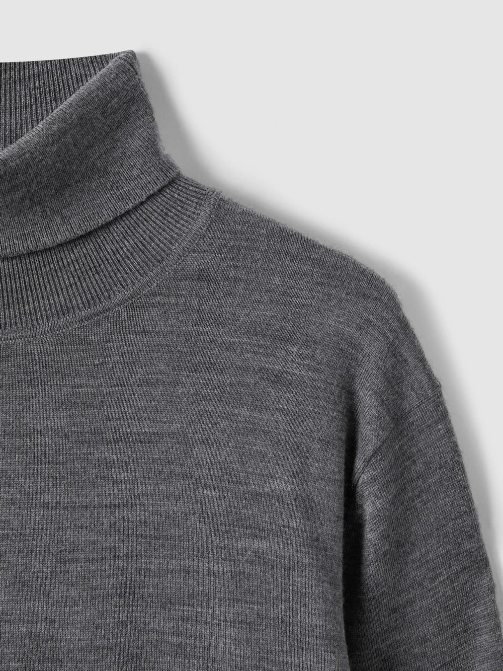 Reiss | Slim Fit Merino Wool Roll Neck Jumper in Derby Grey Marl