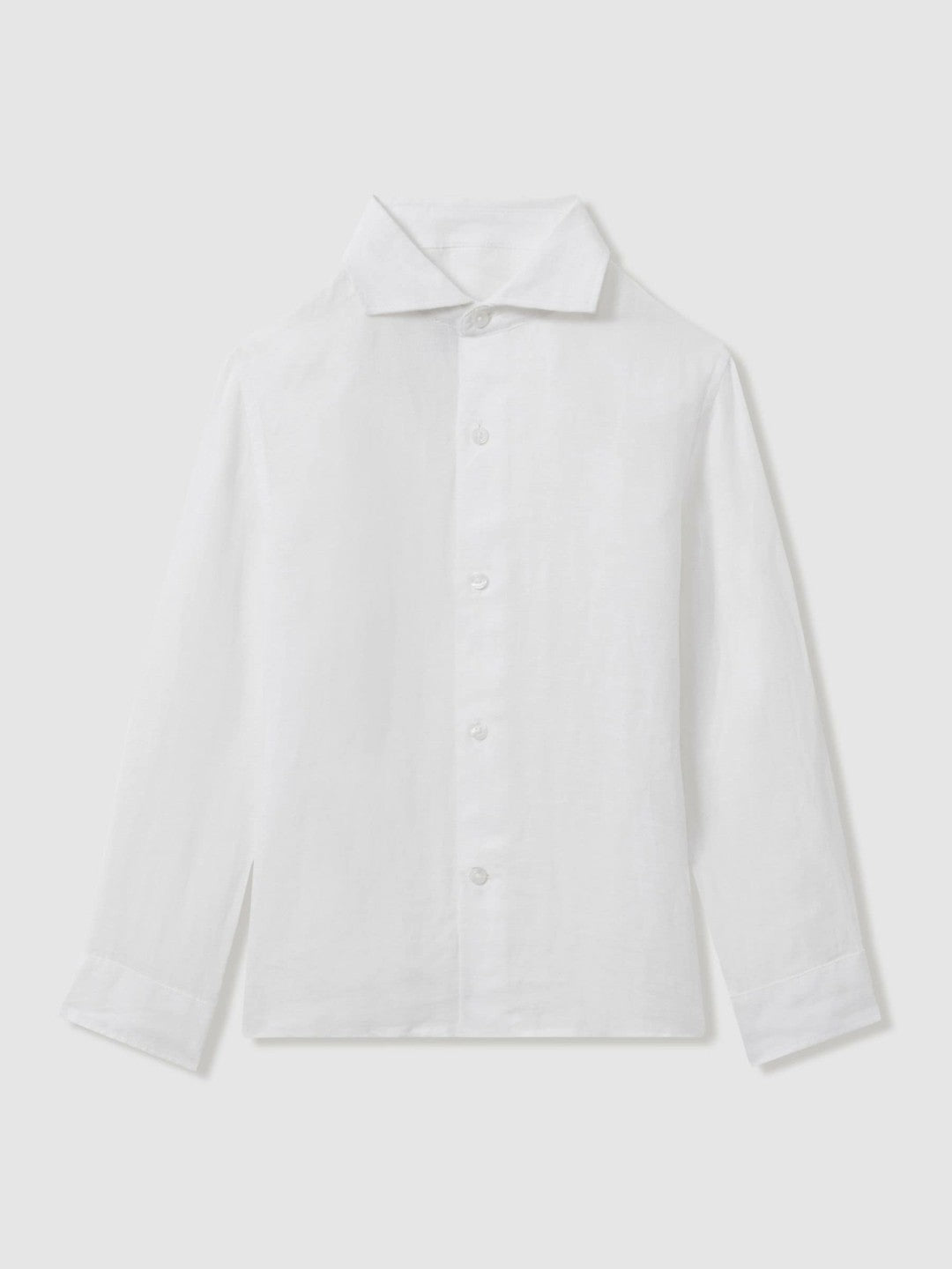 Reiss | 3-9 yrs Striped Linen Cutaway Collar Shirt in White