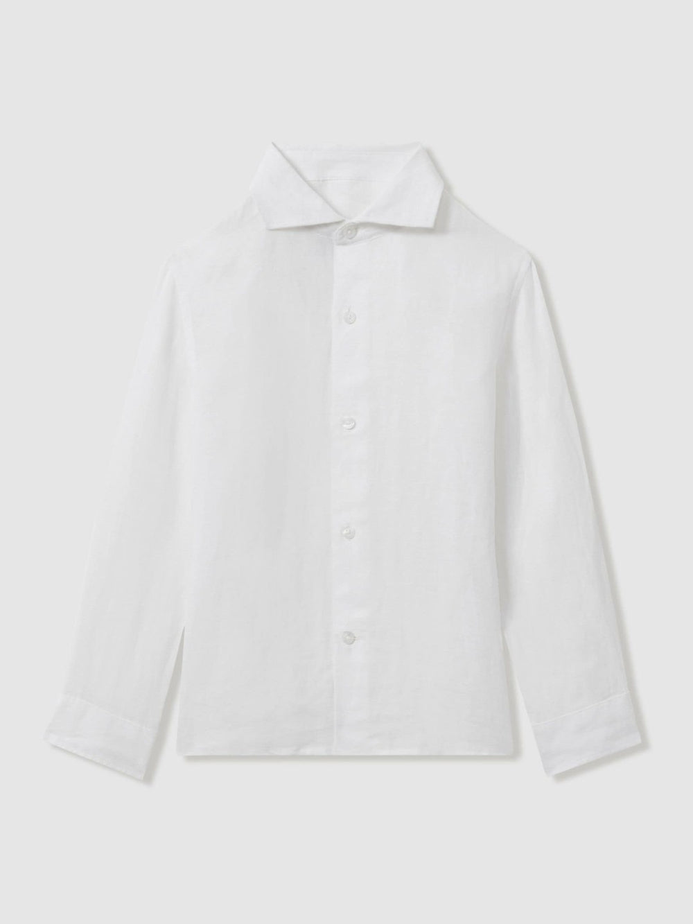 Reiss | 3-9 yrs Striped Linen Cutaway Collar Shirt in White