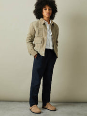 Reiss | 9-13 yrs Striped Linen Cutaway Collar Shirt in White