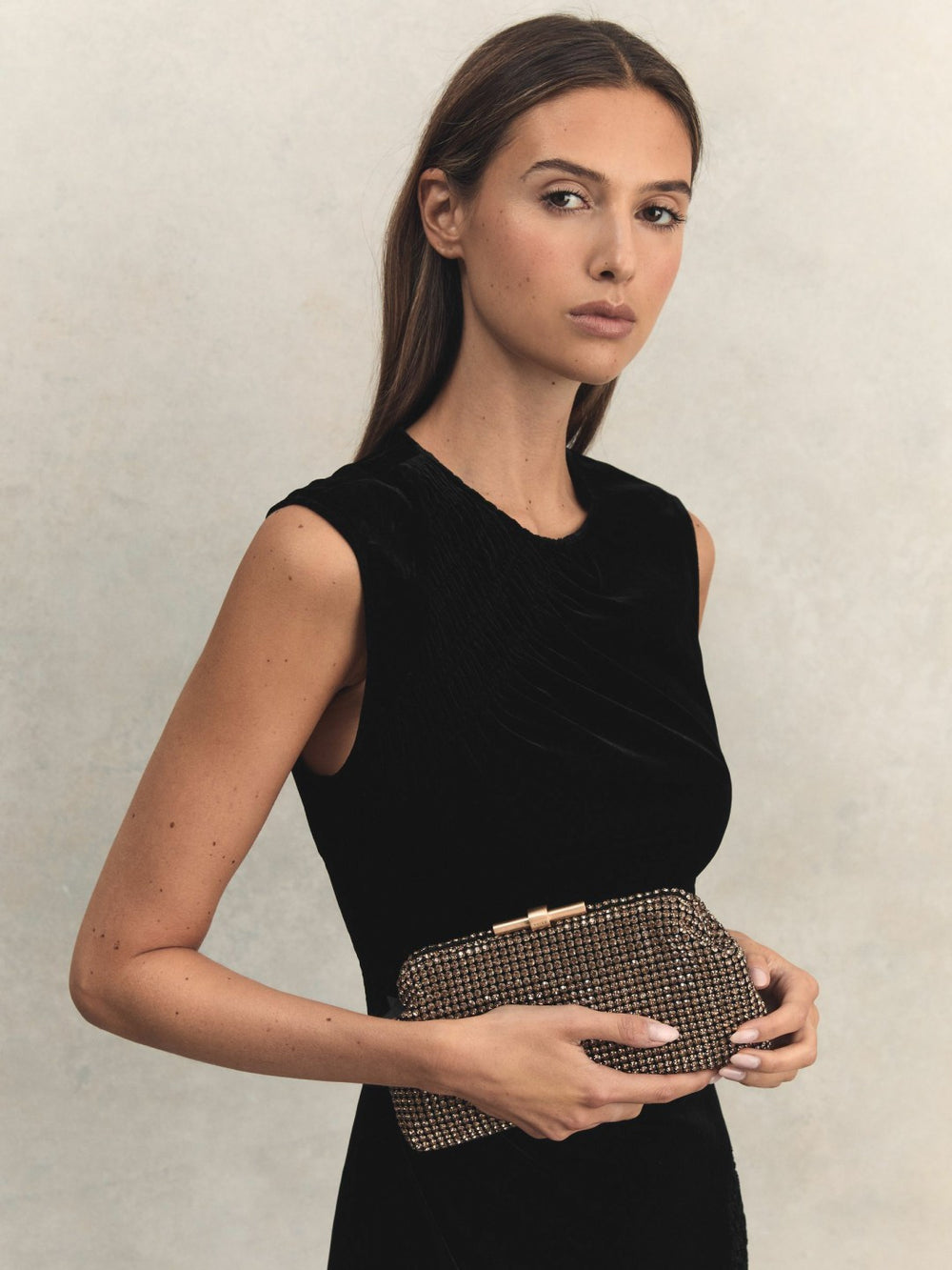 Reiss | Embellished Clutch Bag in Gold