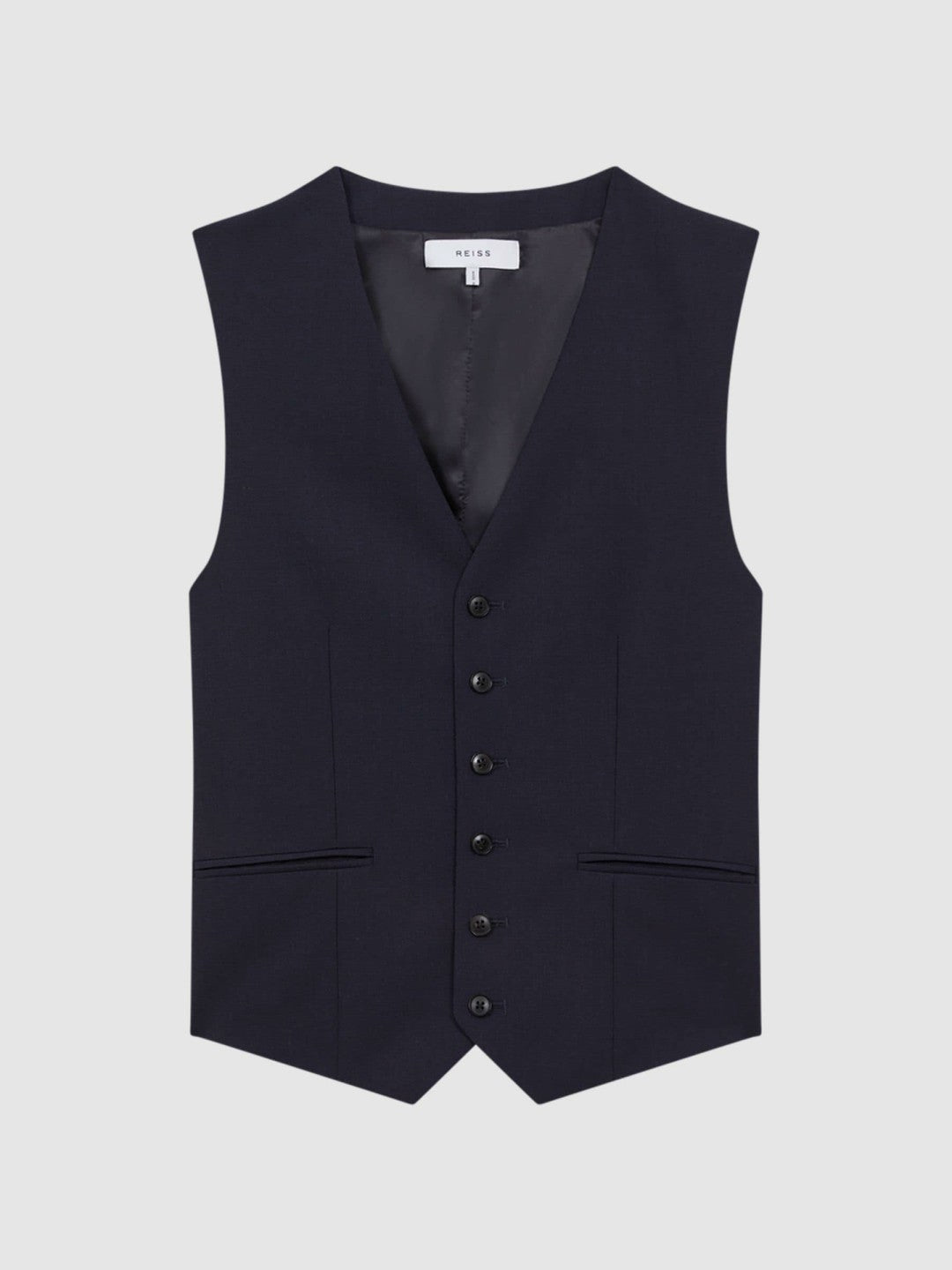 Reiss | Modern Fit Wool Blend Waistcoat in Navy