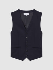 Reiss | Modern Fit Wool Blend Waistcoat in Navy