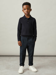 Reiss | 3-9 yrs Merino Wool Polo Shirt in Navy