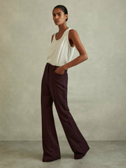 Reiss | Flared Suit Trousers in Berry
