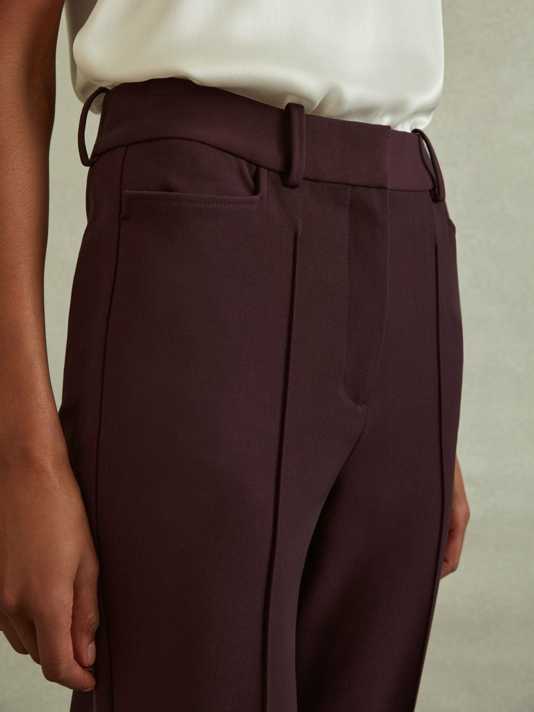 Reiss | Flared Suit Trousers in Berry