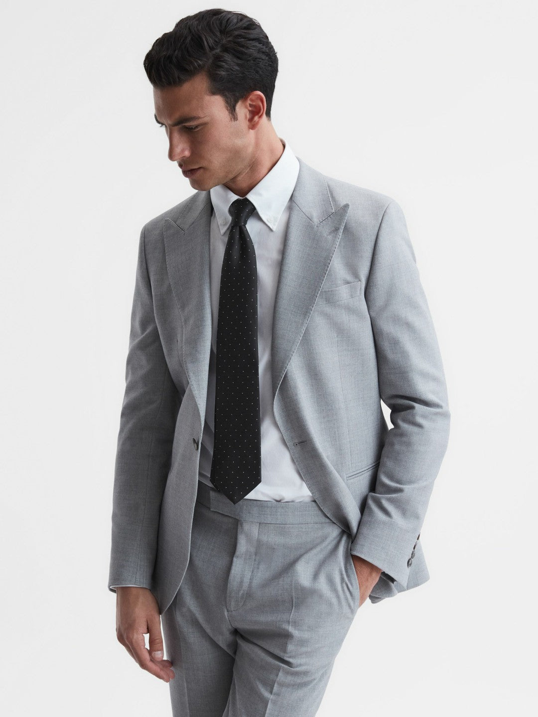 Reiss | Polka Dot Silk Tie in Black