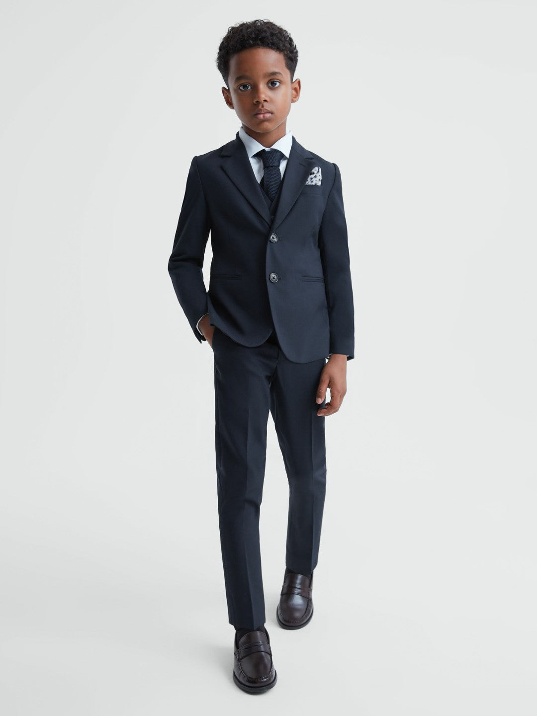 Reiss | 9-14 yrs Wool Blend Adjustable Trousers in Navy