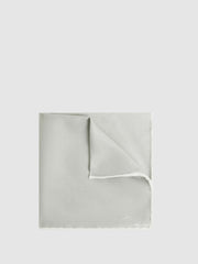 Reiss | Polka Dot Silk Pocket Square in Silver