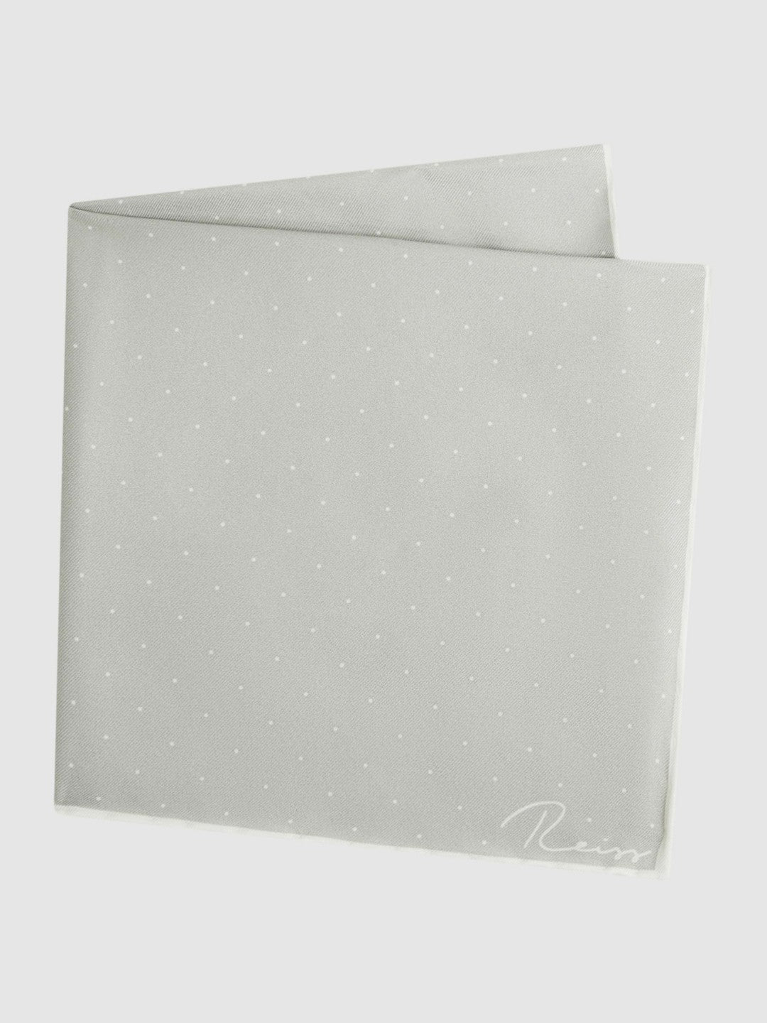 Reiss | Polka Dot Silk Pocket Square in Silver