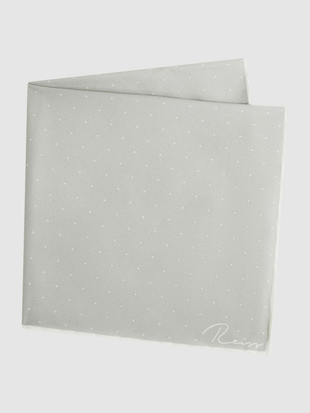 Reiss | Polka Dot Silk Pocket Square in Silver