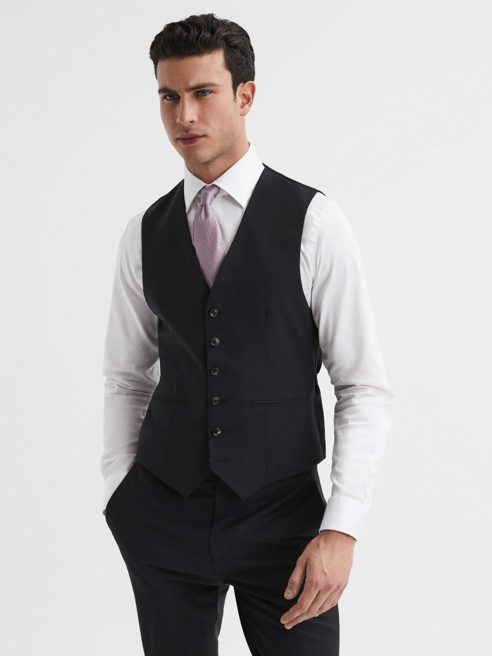 Reiss | Modern Fit Travel Waistcoat in Black