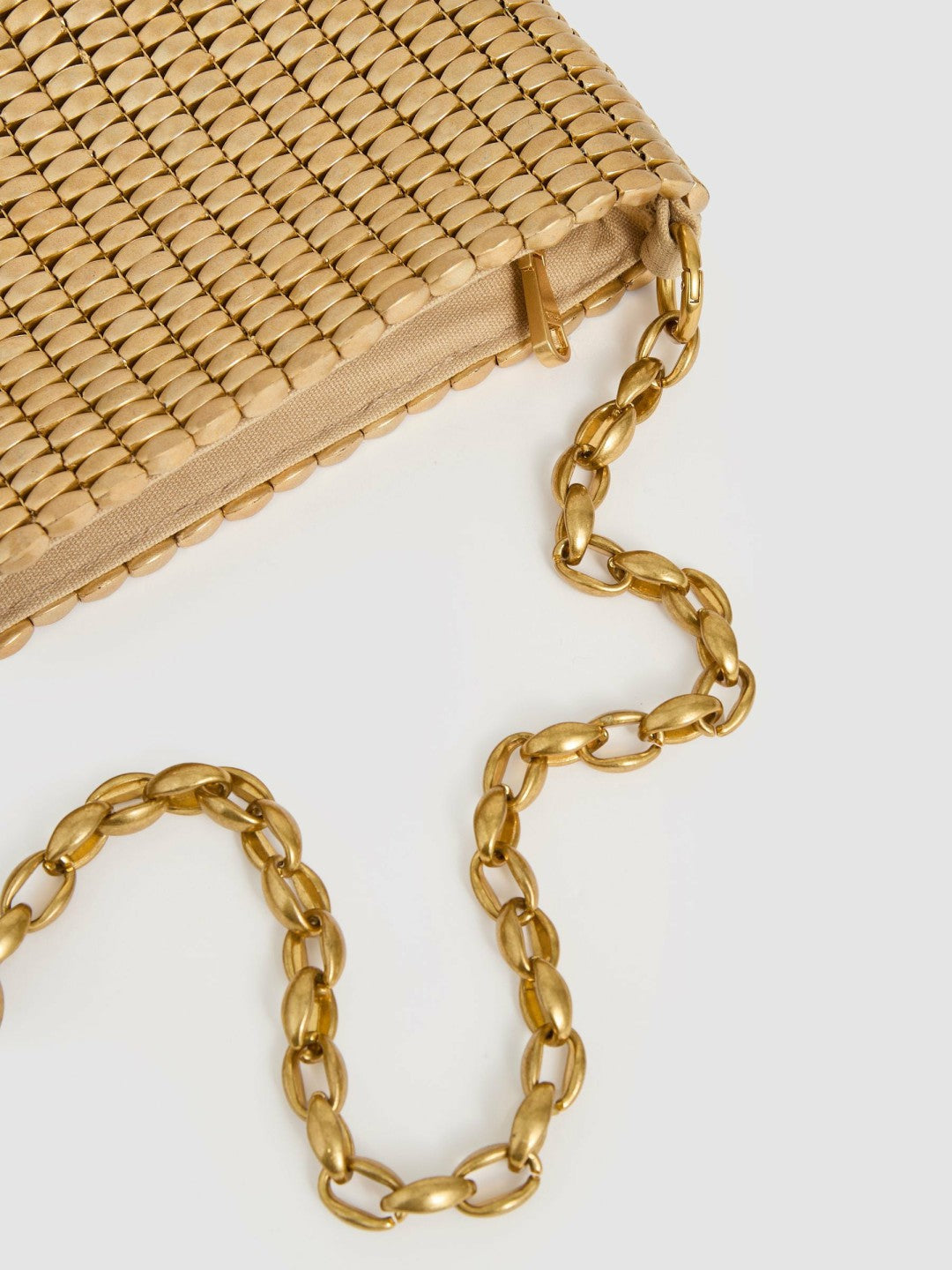 Reiss | Beaded Removable Strap Shoulder Bag in Gold