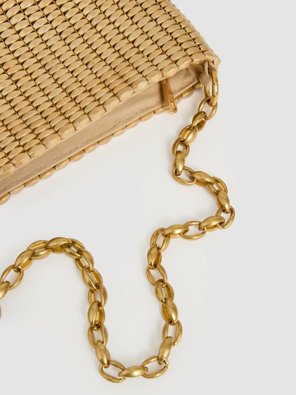 Reiss | Beaded Removable Strap Shoulder Bag in Gold