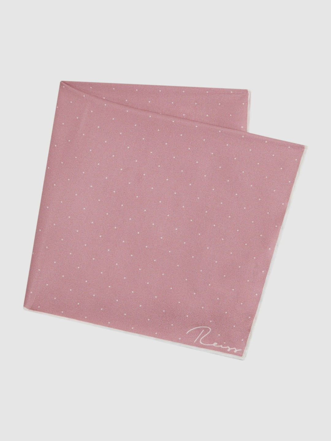 Reiss | Polka Dot Silk Pocket Square in Pink