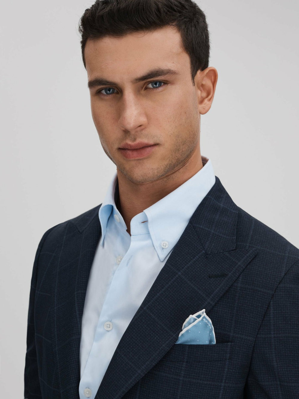 Reiss | Polka Dot Silk Pocket Square in Blue