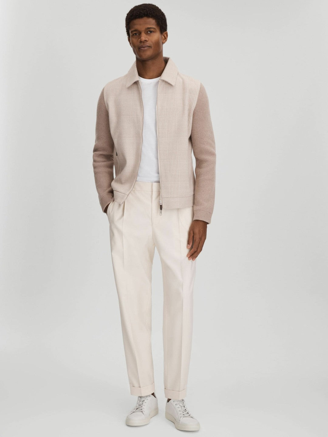 Reiss | Harrys of London Grained Leather Trainers in White