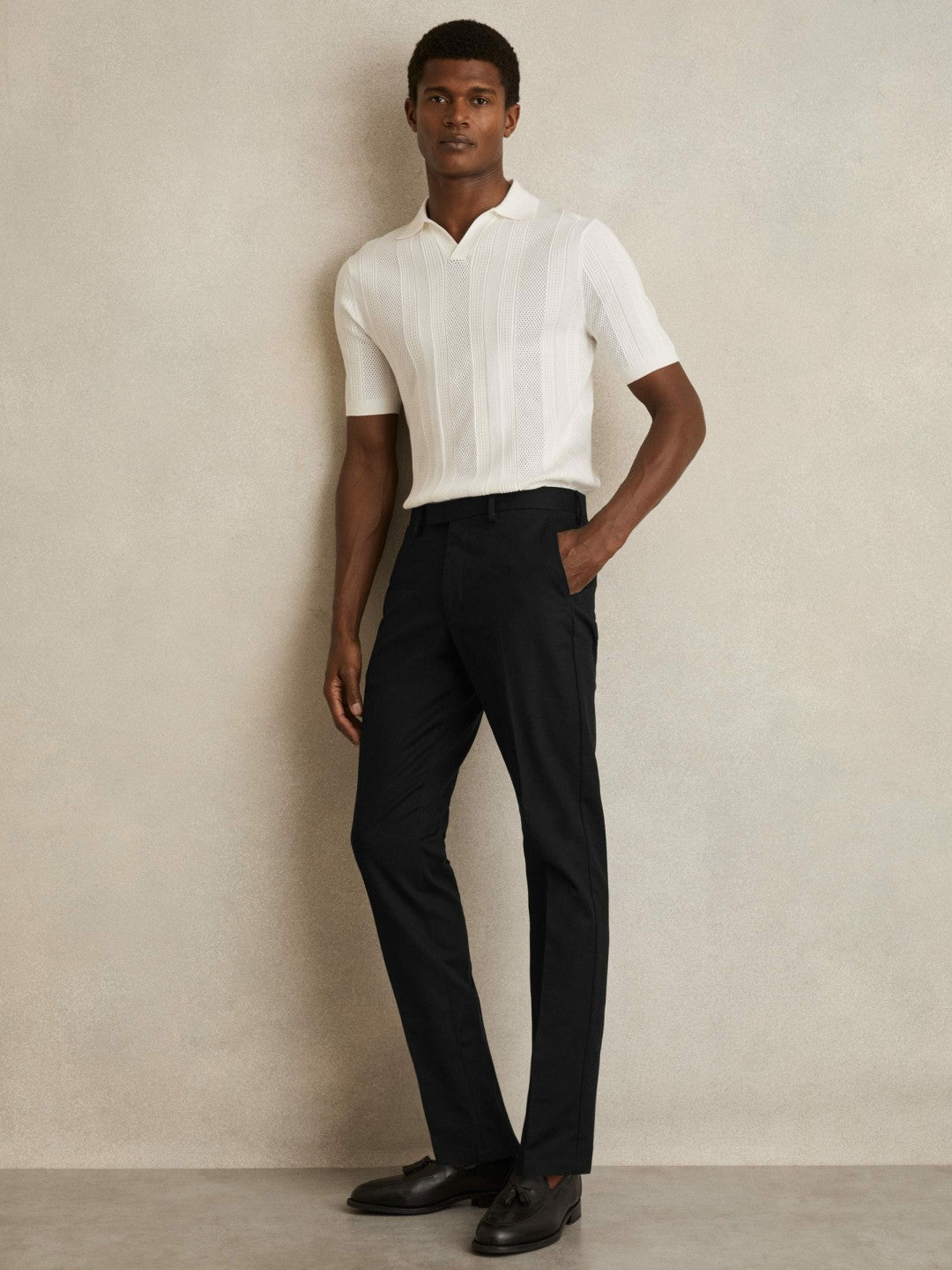 Reiss | Slim Fit Cotton Blend Chinos in Black
