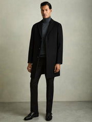 Reiss | Wool Blend Single Breasted Epsom Overcoat in Black