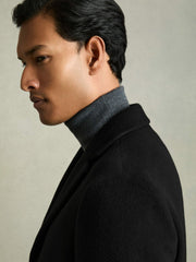 Reiss | Wool Blend Single Breasted Epsom Overcoat in Black