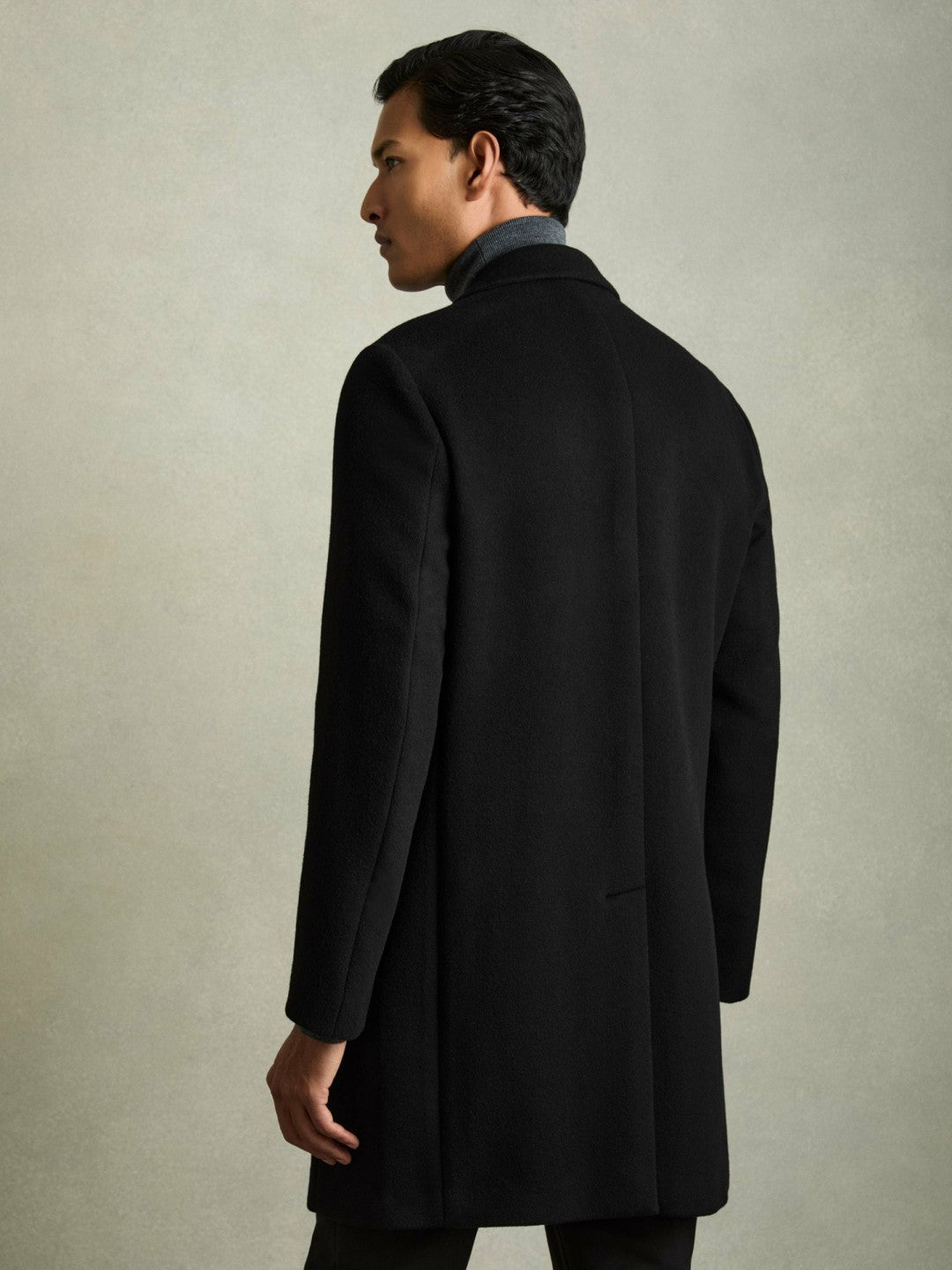 Reiss | Wool Blend Single Breasted Epsom Overcoat in Black