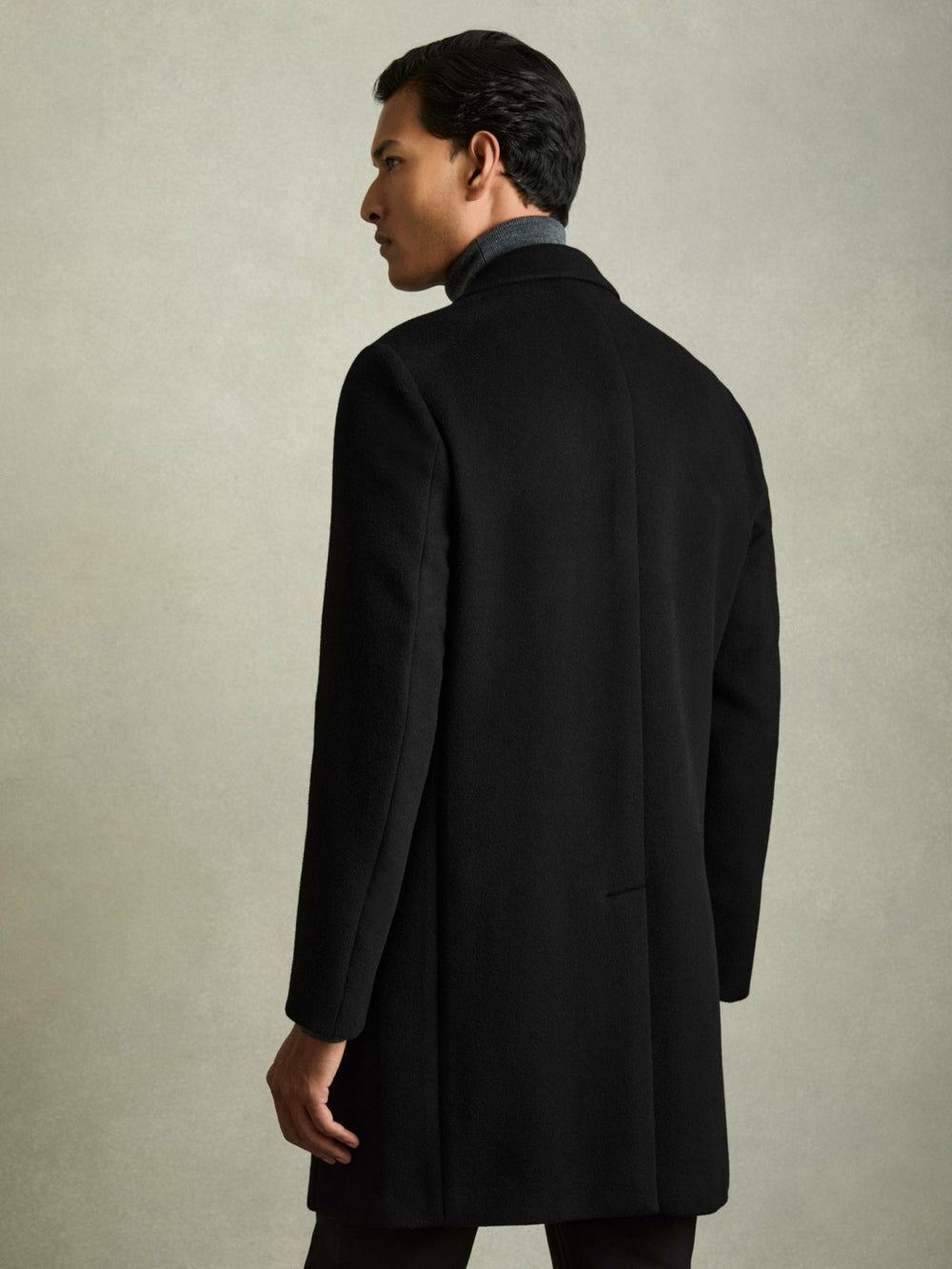 Reiss | Wool Blend Single Breasted Epsom Overcoat in Black