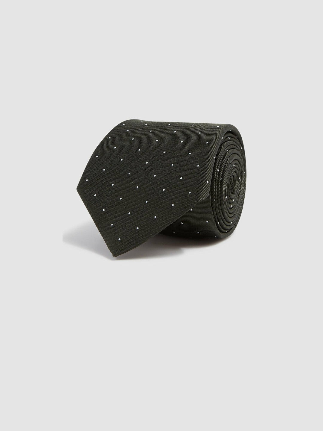 Reiss | Polka Dot Silk Tie in Dark Green