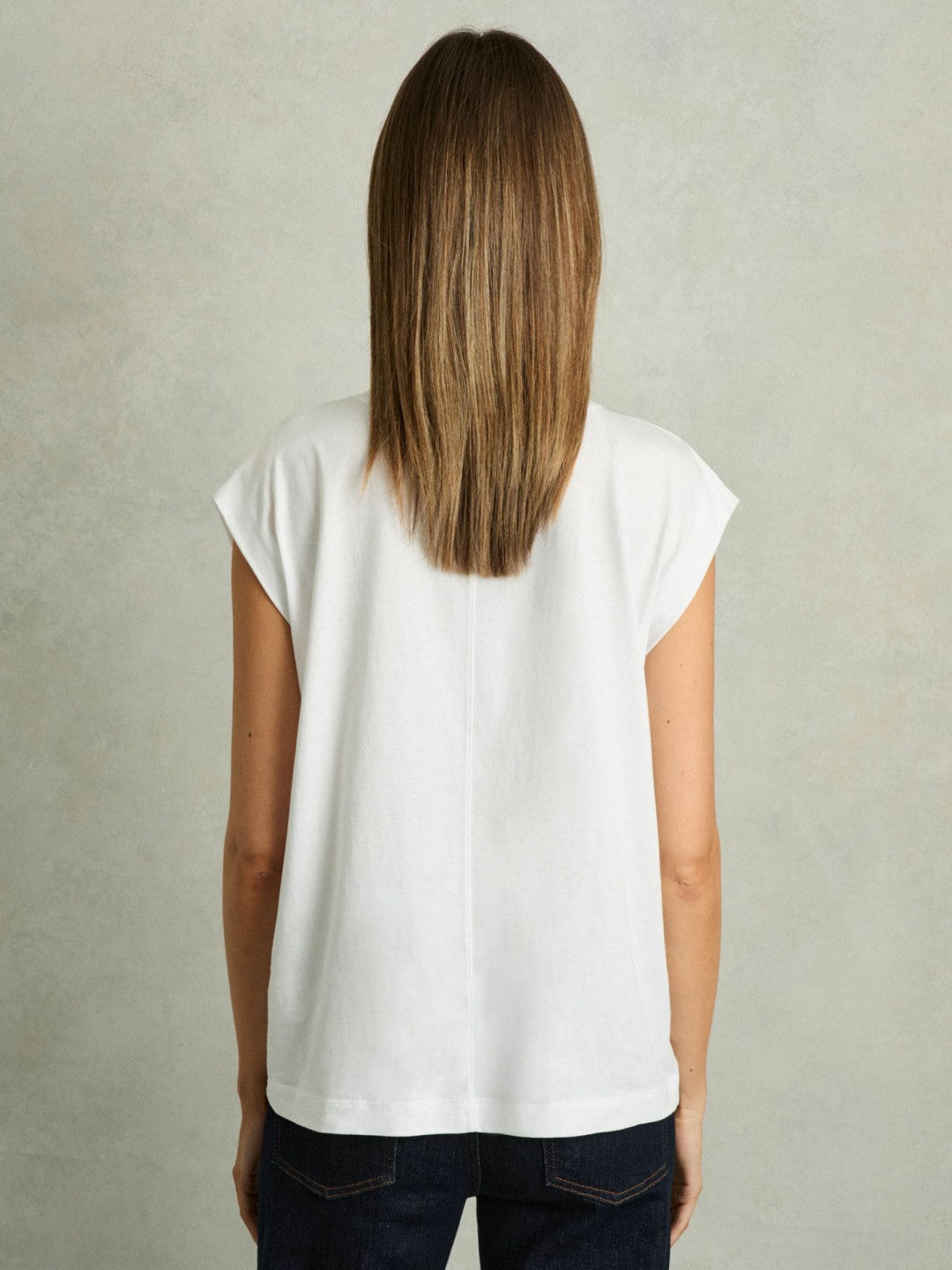 Reiss | Cotton Capped Sleeve T-Shirt in White