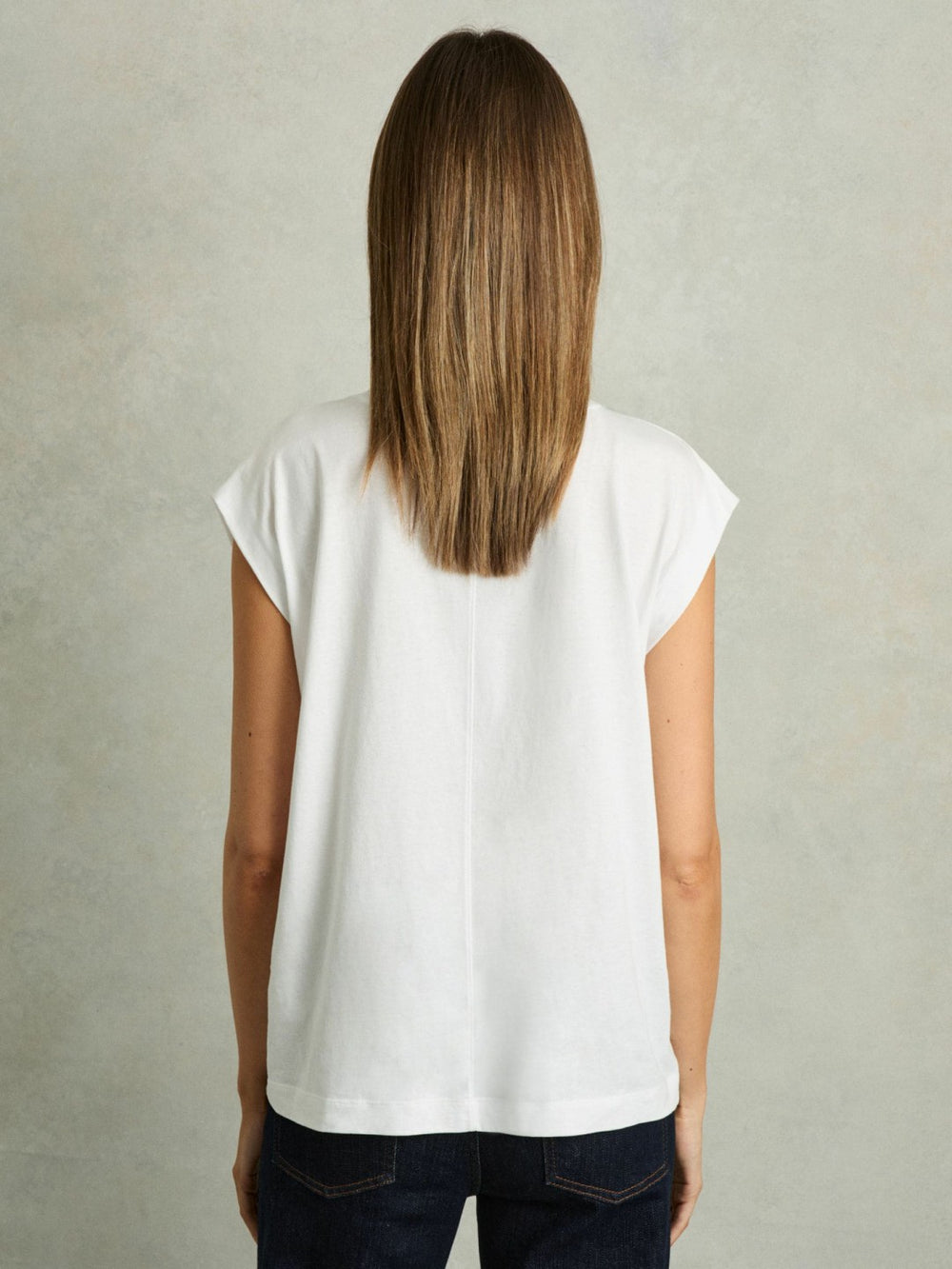 Reiss | Cotton Capped Sleeve T-Shirt in White