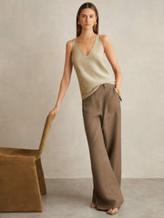 Reiss | Metallic V-Neck Vest in Gold