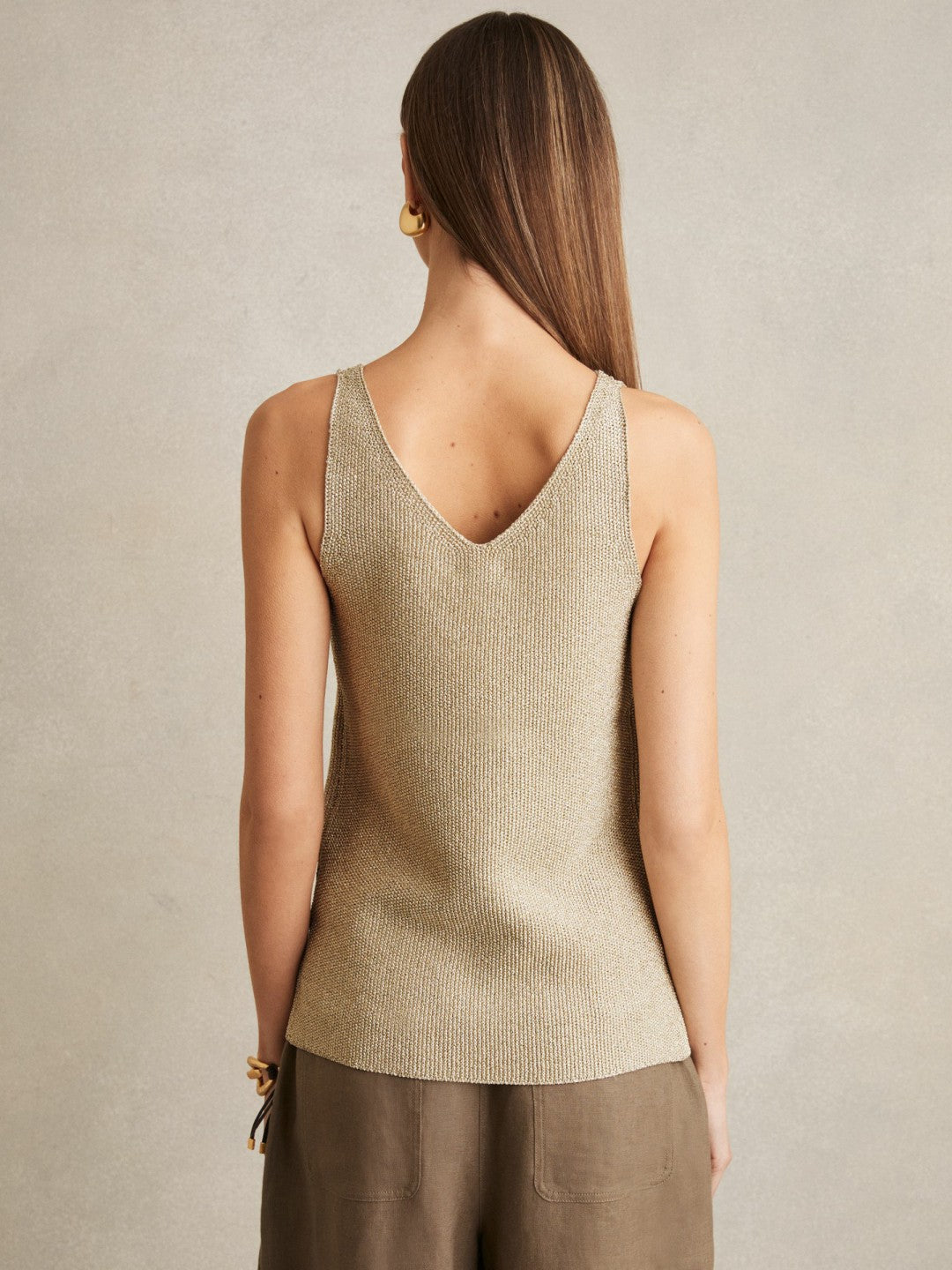 Reiss | Metallic V-Neck Vest in Gold
