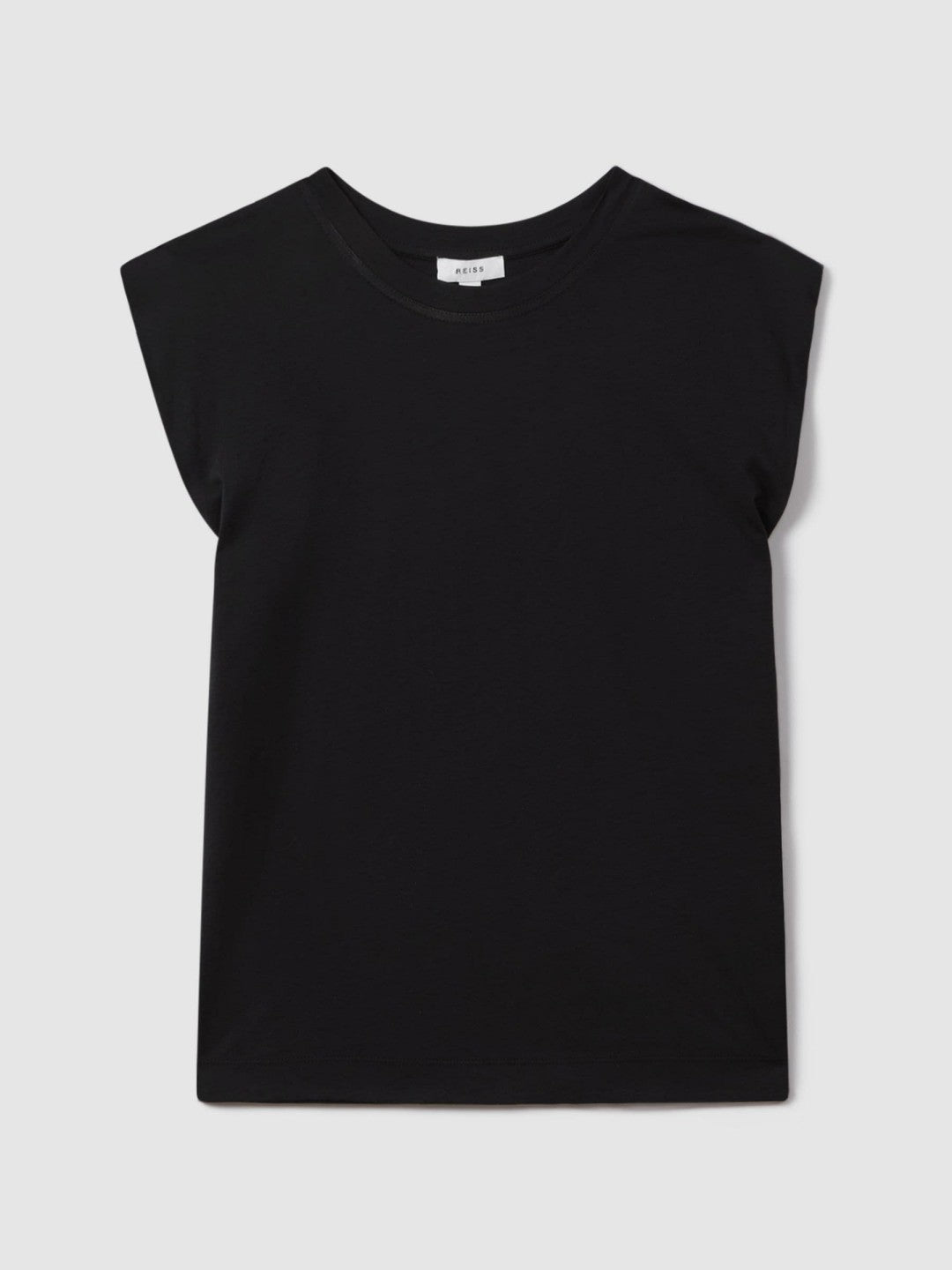 Reiss | Cotton Capped Sleeve T-Shirt in Black