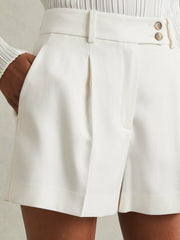 Reiss | Front Pleat Tailored Shorts in Cream