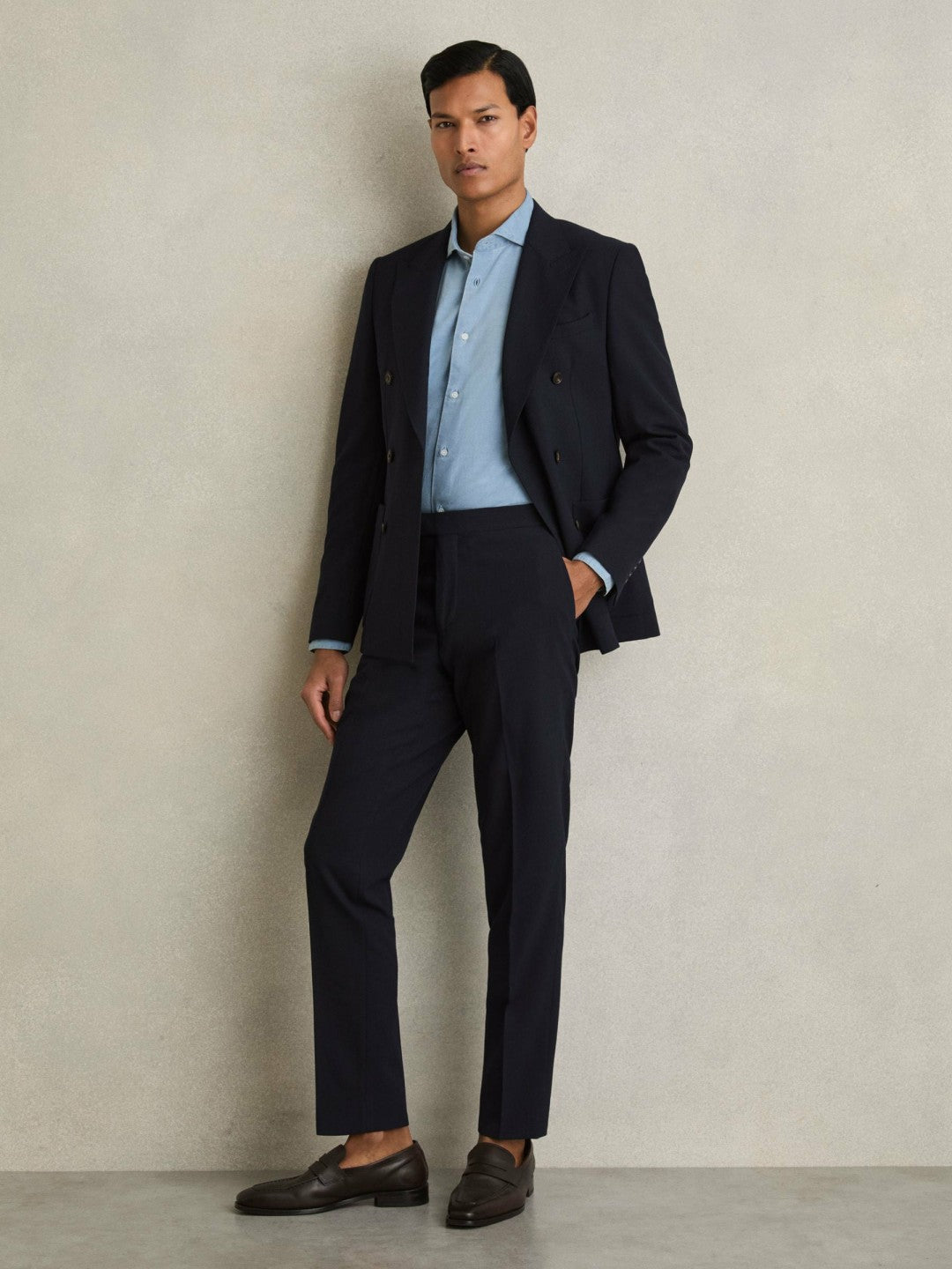 Reiss | Slim Fit Side Adjuster Trousers in Navy