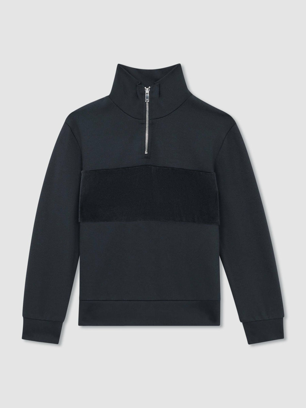 Reiss | 9-13 yrs Slim Fit Half-Zip Funnel Neck Velour Sweatshirt in Navy
