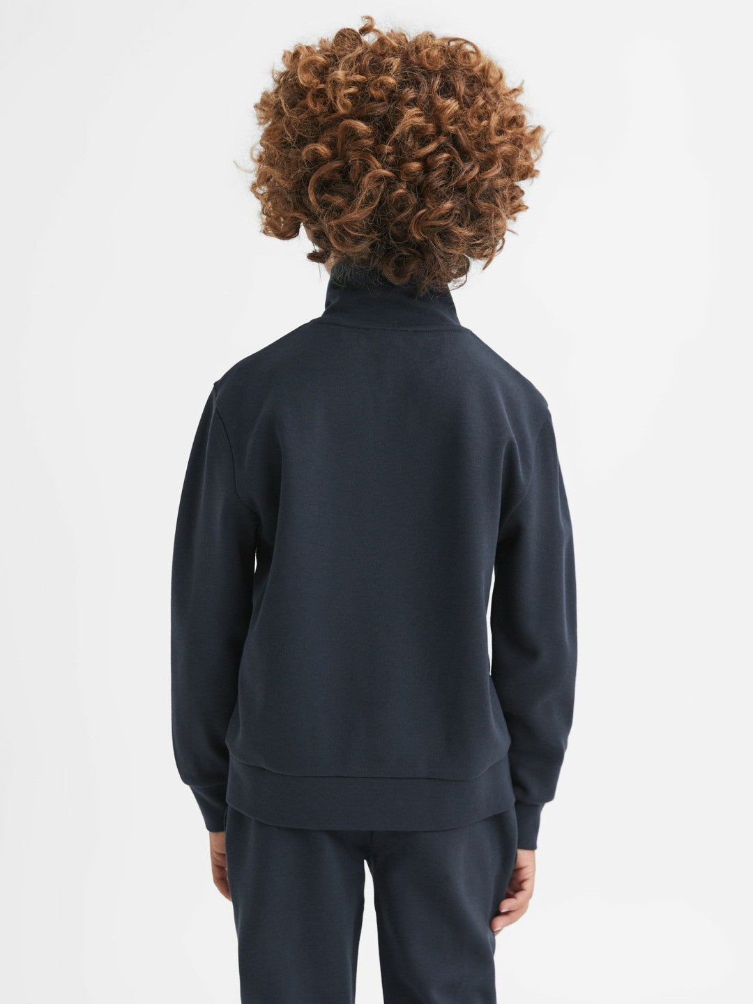 Reiss | 9-13 yrs Slim Fit Half-Zip Funnel Neck Velour Sweatshirt in Navy