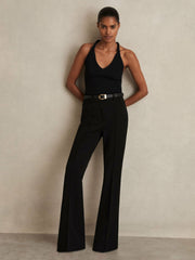 Reiss | Flared Suit Trousers in Black