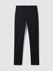 Reiss | Slim Fit Washed Cotton Blend Chinos in Navy