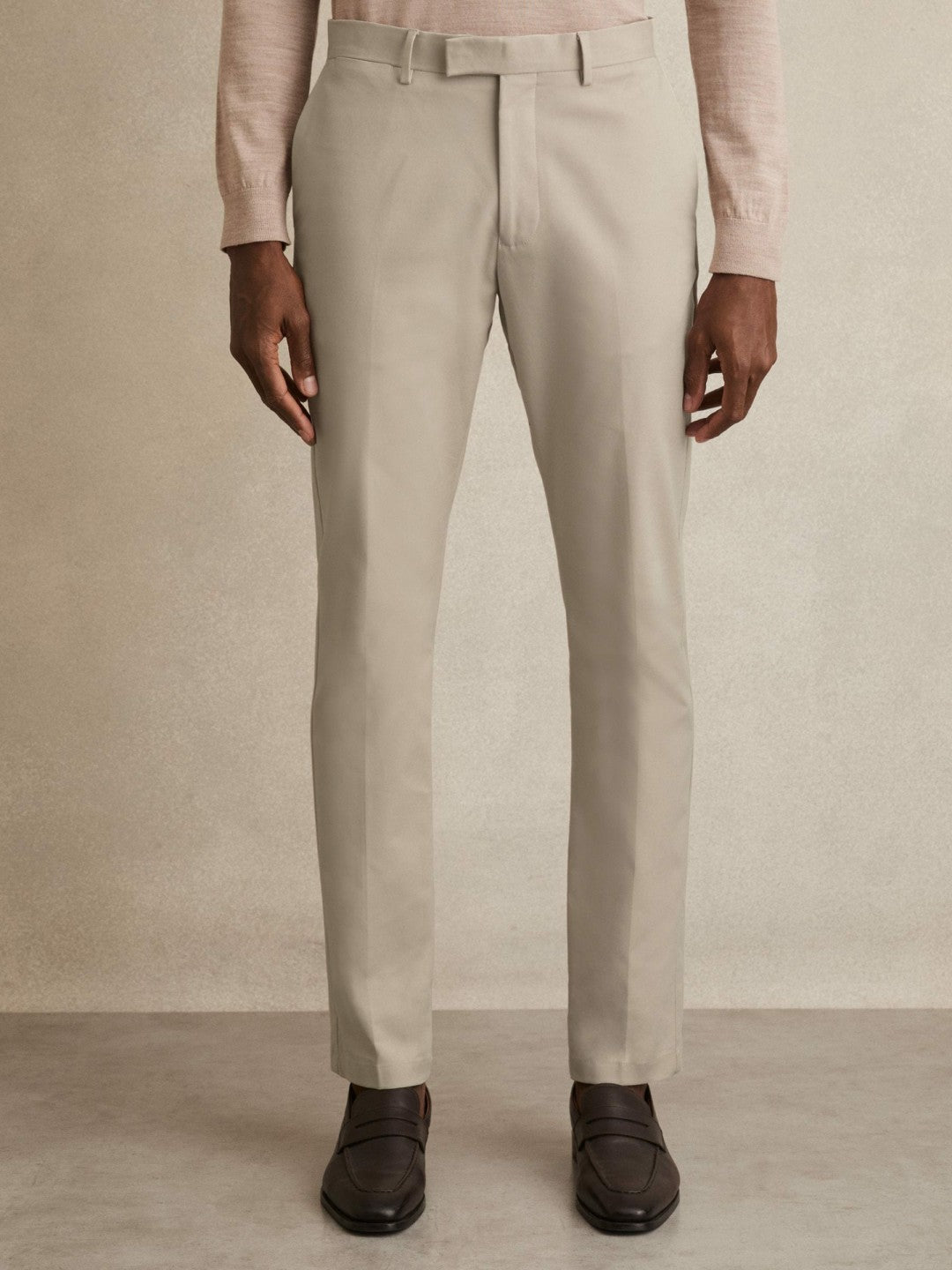 Reiss | Slim Fit Cotton Blend Chinos in Stone