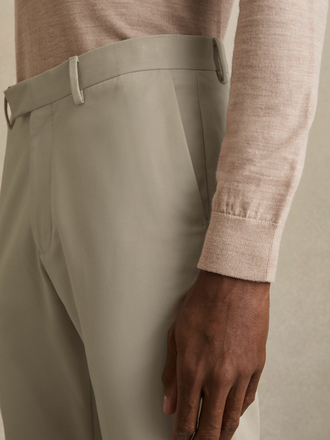 Reiss | Slim Fit Cotton Blend Chinos in Stone