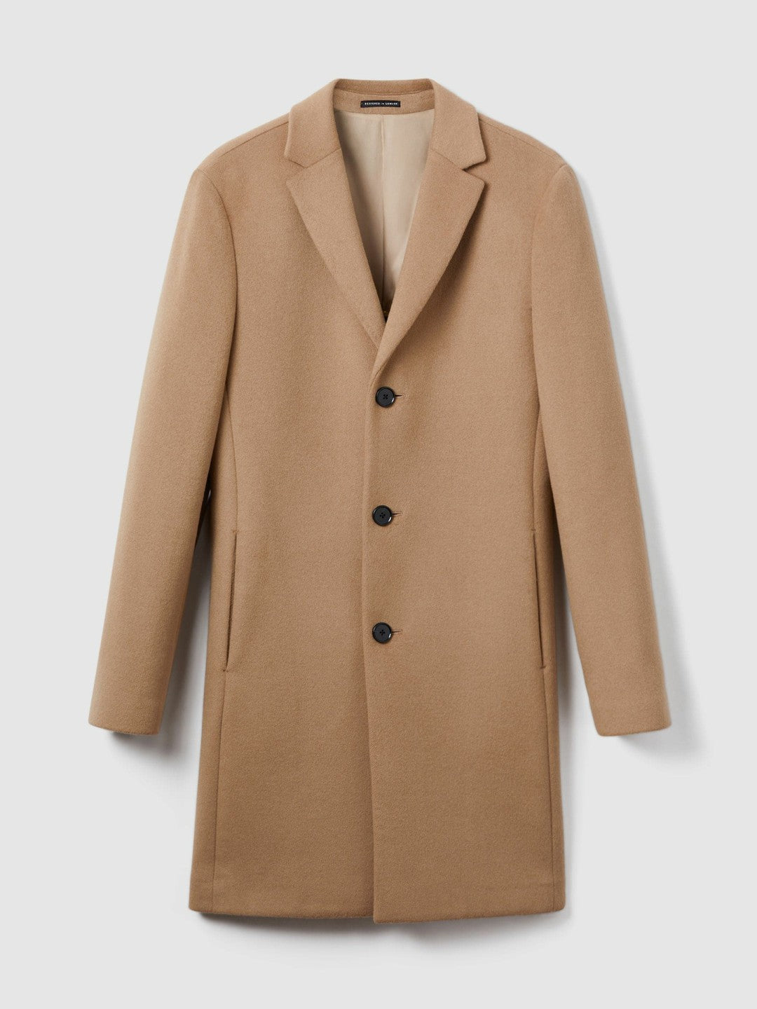 Reiss | Wool Blend Single Breasted Epsom Overcoat in Camel