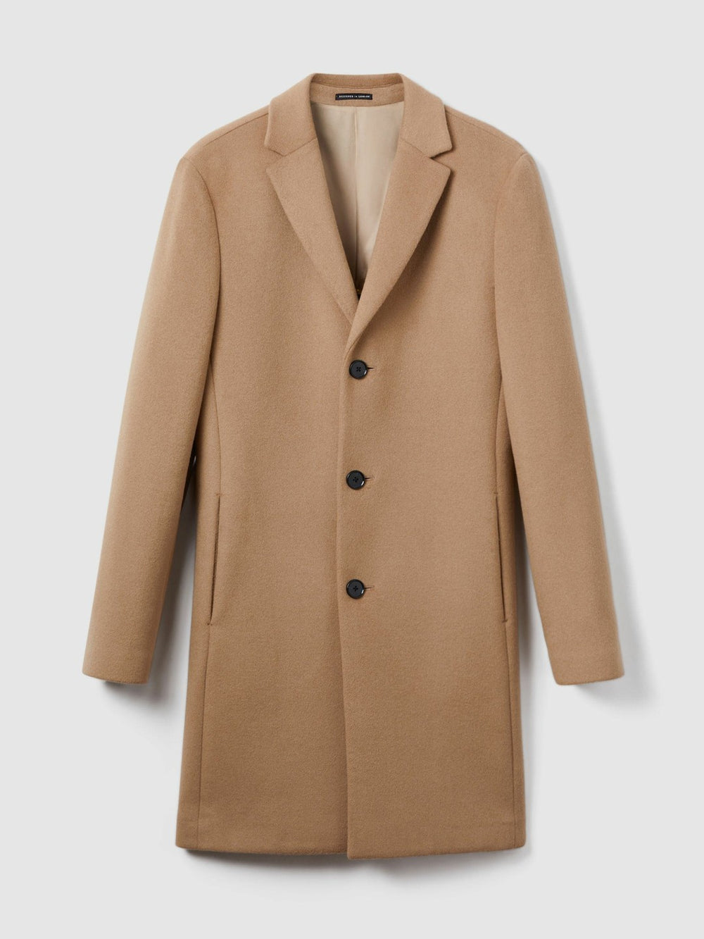 Reiss | Wool Blend Single Breasted Epsom Overcoat in Camel