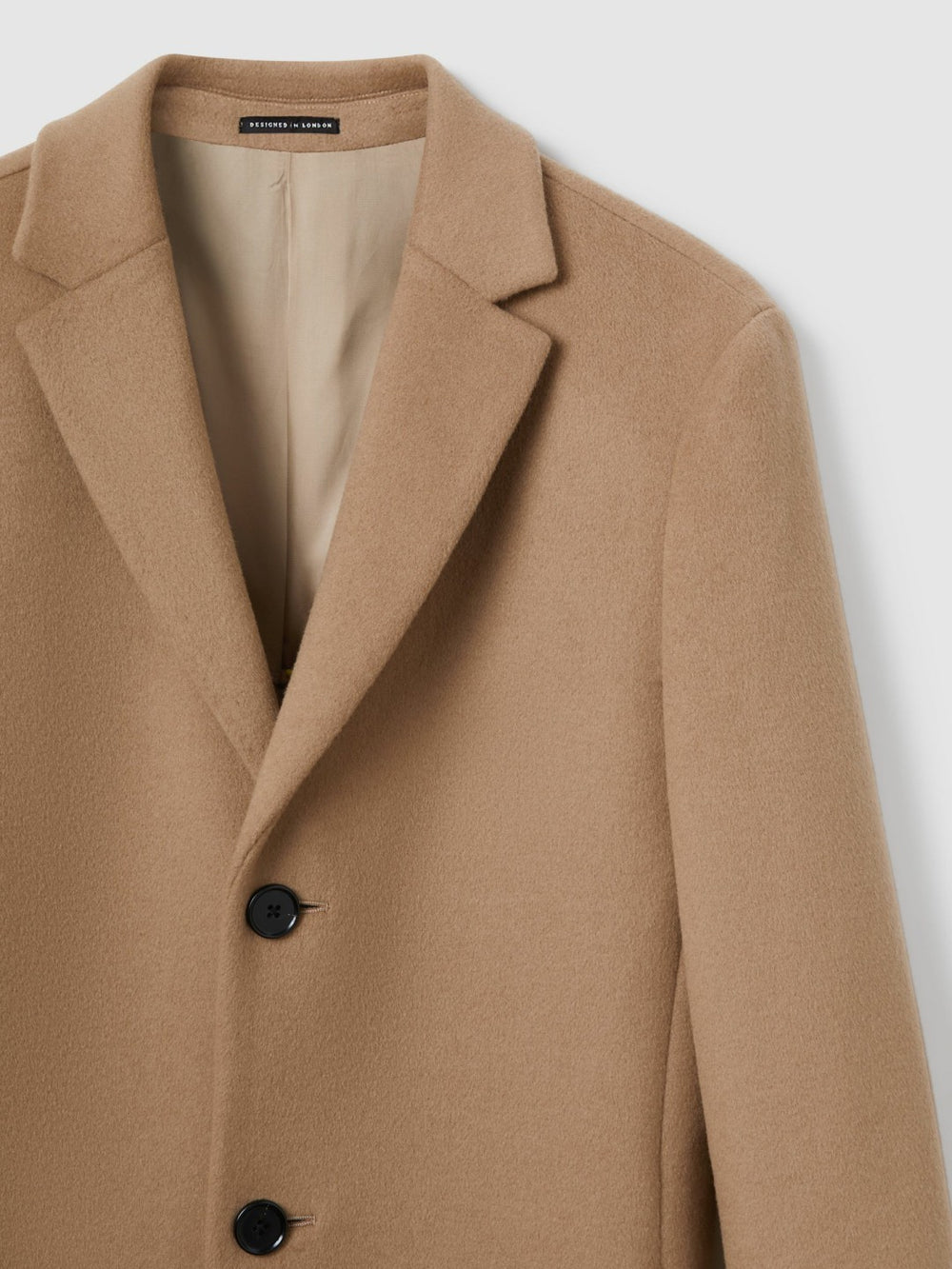 Reiss | Wool Blend Single Breasted Epsom Overcoat in Camel