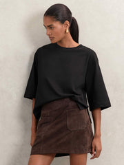 Reiss | Oversized Cotton Crew Neck T-Shirt in Black